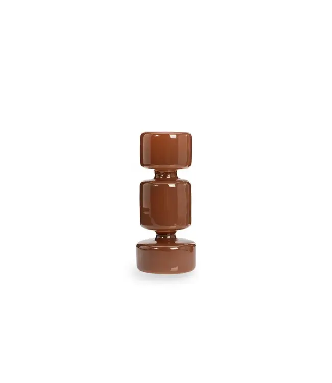 YAYA Brown glossy glass candle holder - BROWN