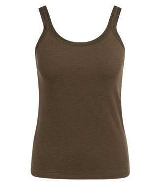 YAYA Fitted singlet with mesh trim - SLATE BLACK BROWN