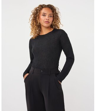 Esqualo Top l/slve fancy - Black