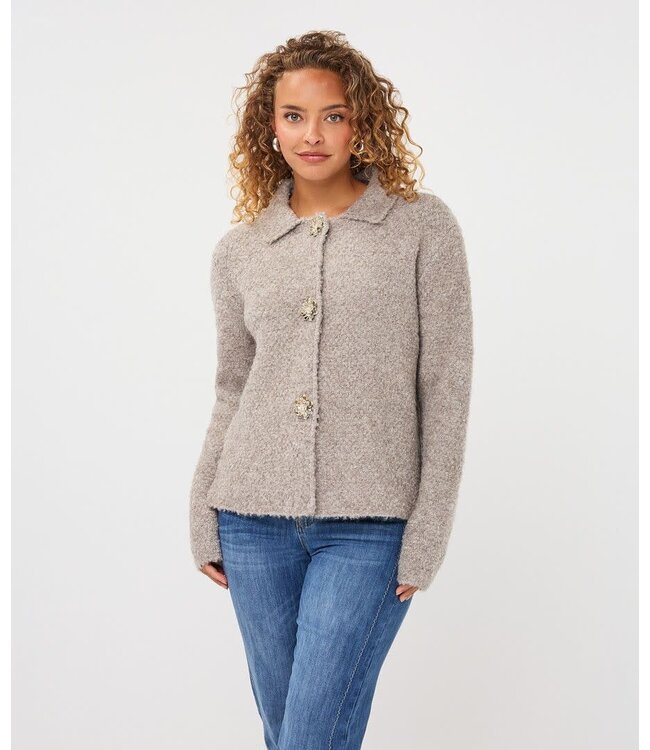 Esqualo Cardigan flower button - Grey