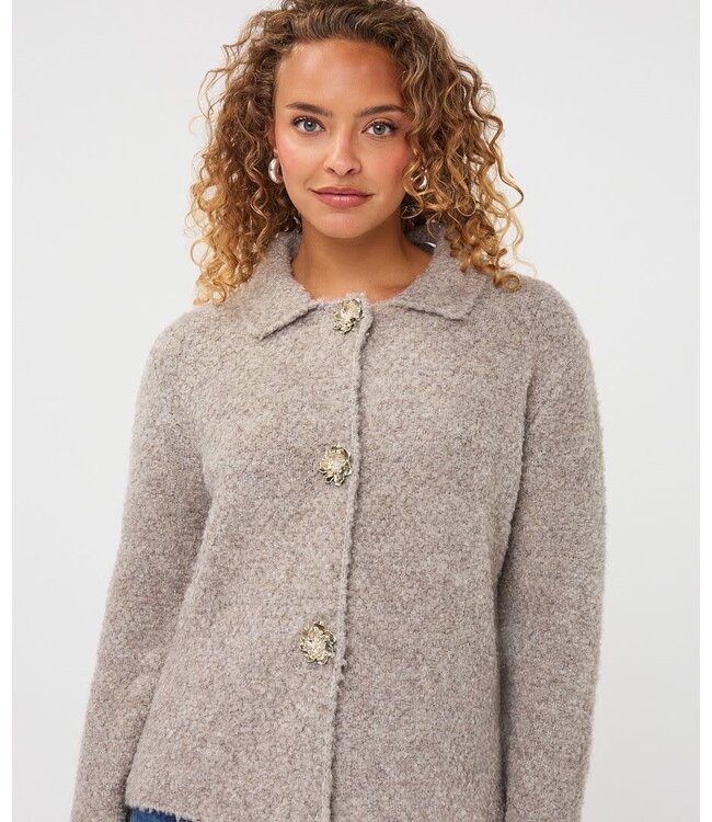 Esqualo Cardigan flower button - Grey