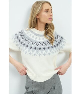 YAYA Sweater with nordic jacquard print - ILLUSIONS GRAY DESSIN