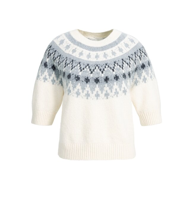 YAYA Sweater with nordic jacquard print - ILLUSIONS GRAY DESSIN