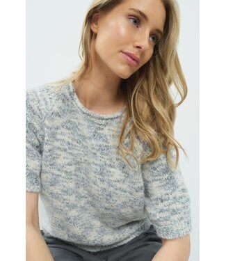 YAYA Multi color short sleeve sweater - ILLUSIONS GRAY MELANGE