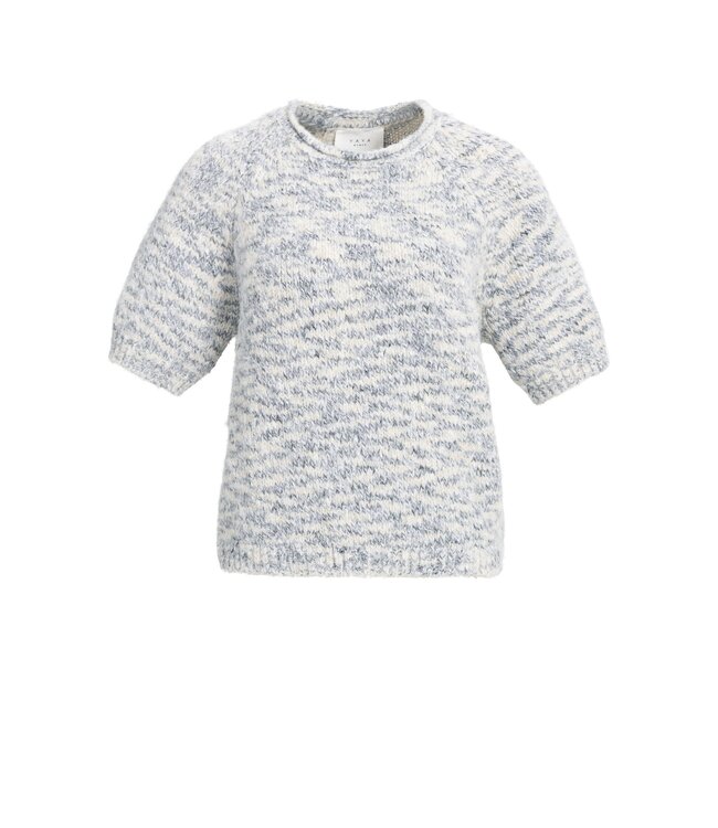 YAYA Multi color short sleeve sweater - ILLUSIONS GRAY MELANGE