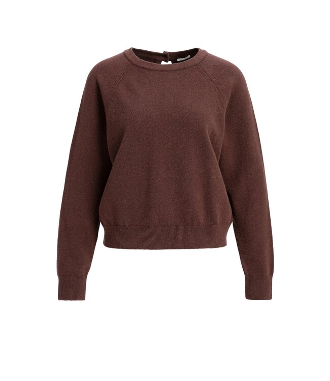 YAYA Long sleeve sweater with open back detail - BITTER CHOCOLATE RED