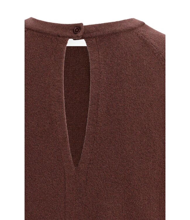 YAYA Long sleeve sweater with open back detail - BITTER CHOCOLATE RED