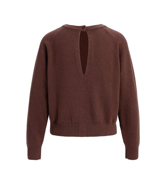 YAYA Long sleeve sweater with open back detail - BITTER CHOCOLATE RED