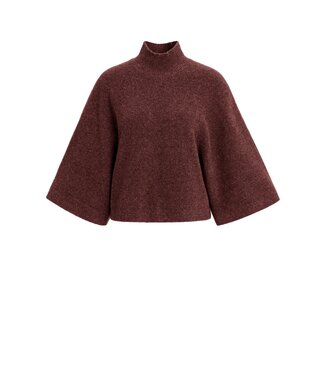 YAYA High neckline wide sleeve sweater - BITTER CHOCOLATE RED MELANGE