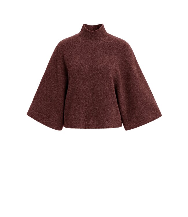 YAYA High neckline wide sleeve sweater - BITTER CHOCOLATE RED MELANGE