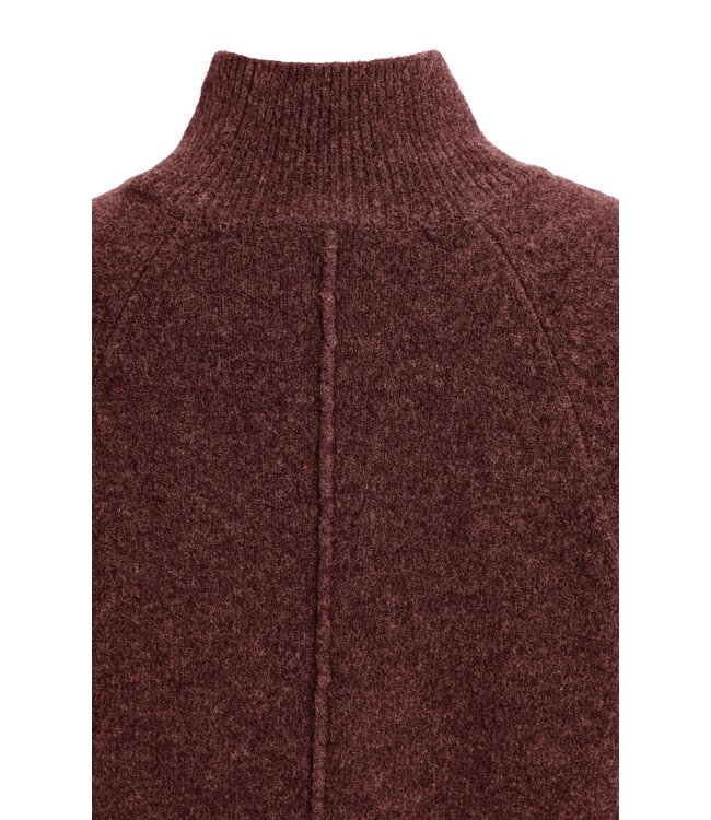 YAYA High neckline wide sleeve sweater - BITTER CHOCOLATE RED MELANGE