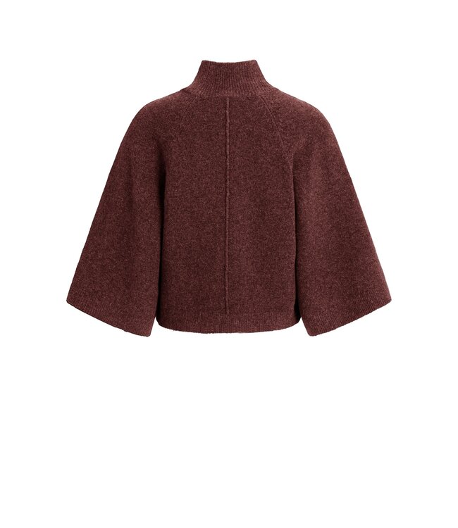 YAYA High neckline wide sleeve sweater - BITTER CHOCOLATE RED MELANGE