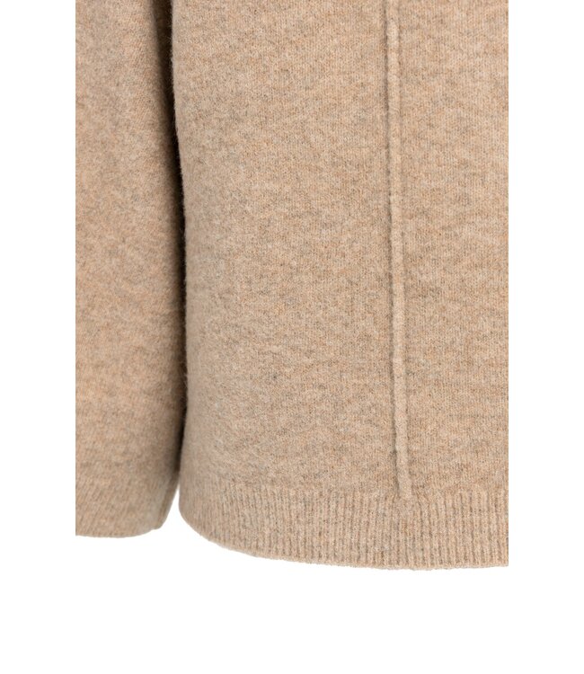 YAYA High neckline wide sleeve sweater - DARK BEIGE MELANGE
