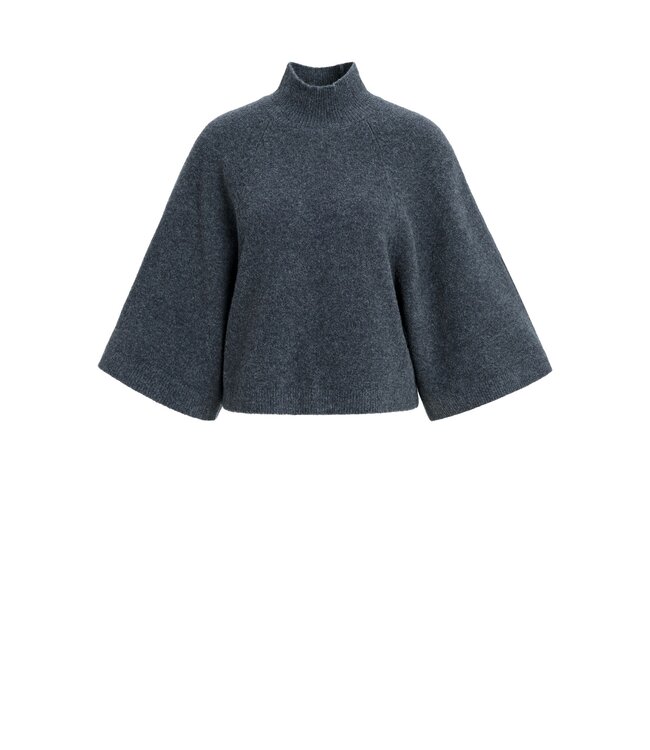 YAYA High neckline wide sleeve sweater - DARK ANTHRACITE MELANGE