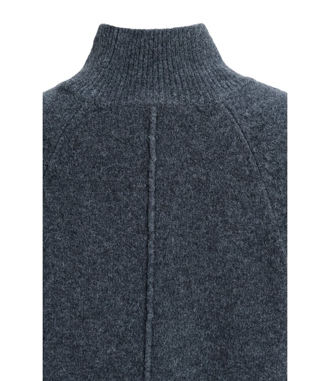 YAYA High neckline wide sleeve sweater - DARK ANTHRACITE MELANGE