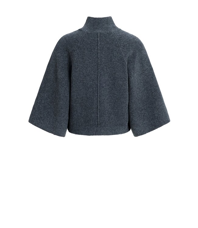 YAYA High neckline wide sleeve sweater - DARK ANTHRACITE MELANGE