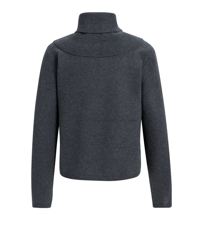 YAYA Sweater with scarf with buttons - DARK ANTHRACITE MELANGE