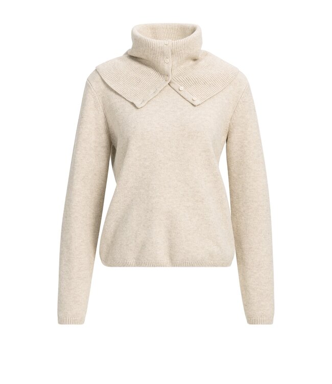YAYA Sweater with scarf with buttons - LIGHT BEIGE MELANGE