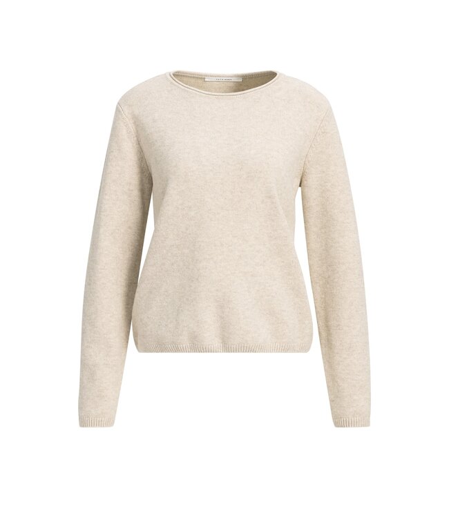 YAYA Sweater with scarf with buttons - LIGHT BEIGE MELANGE