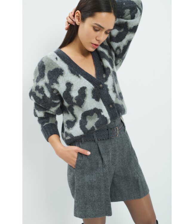 YAYA Knitted cardigan batwing sleeves - SOAP GREY DESSIN