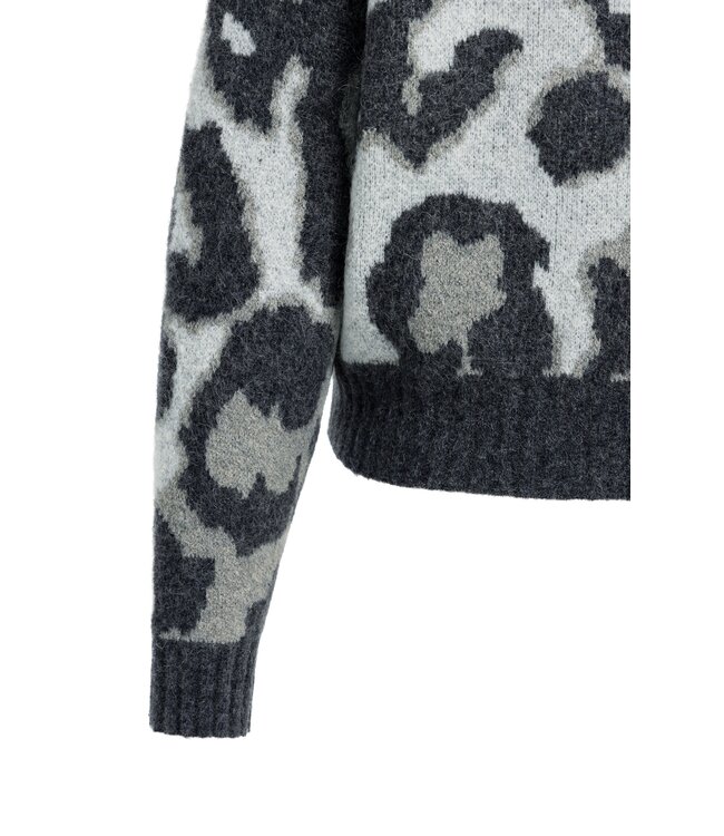 YAYA Knitted cardigan batwing sleeves - SOAP GREY DESSIN