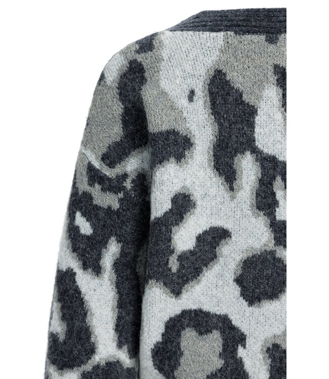 YAYA Knitted cardigan batwing sleeves - SOAP GREY DESSIN