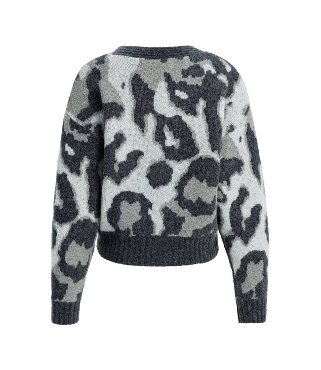 YAYA Knitted cardigan batwing sleeves - SOAP GREY DESSIN