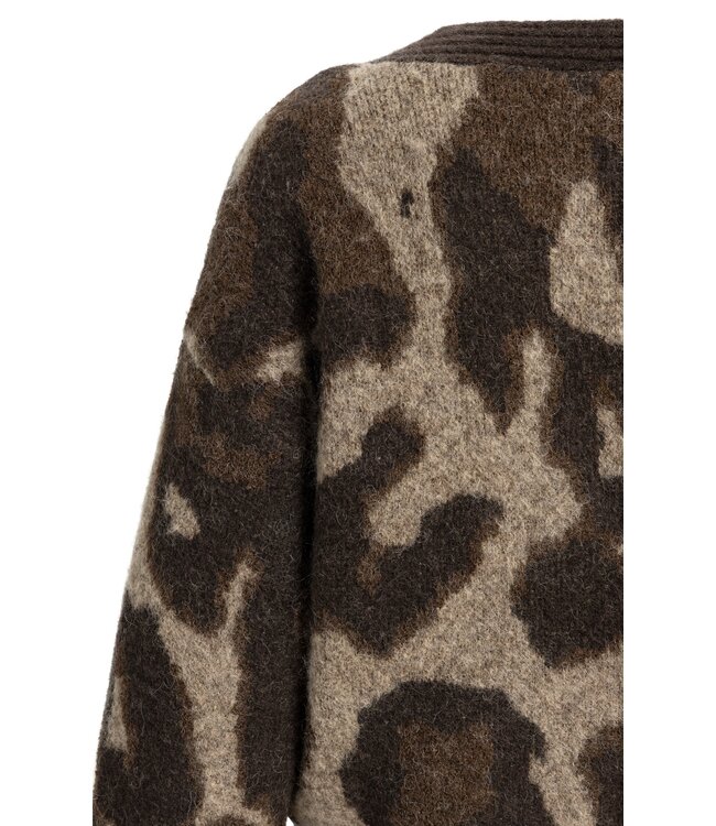 YAYA Knitted cardigan batwing sleeves - COCOA BROWN DESSIN