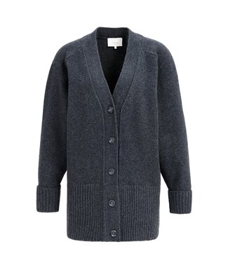 YAYA Cardigan in rib stitch - DARK ANTHRACITE MELANGE