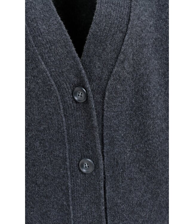 YAYA Cardigan in rib stitch - DARK ANTHRACITE MELANGE