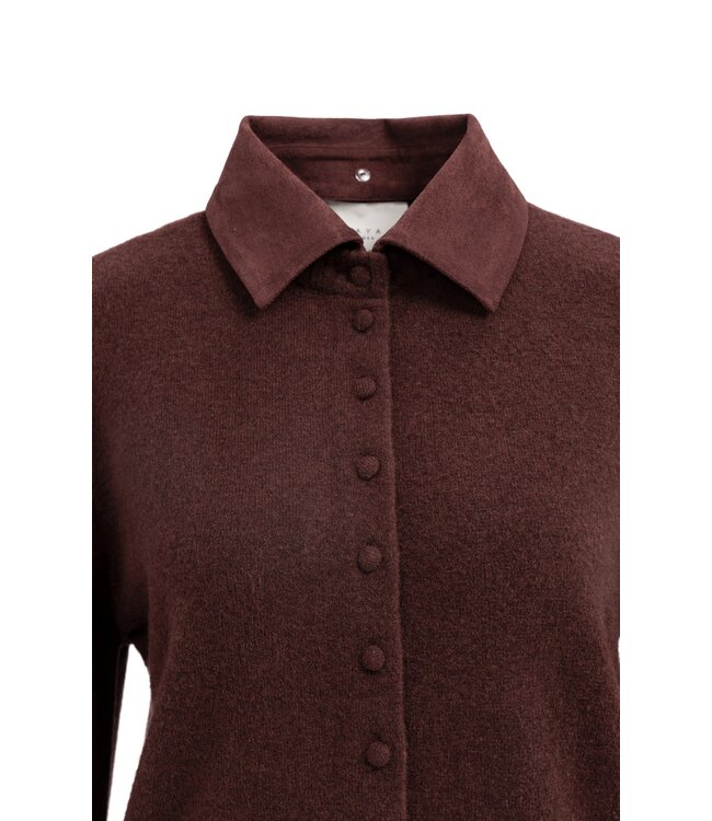 YAYA Cardigan with detachable collar - BITTER CHOCOLATE RED MELANGE