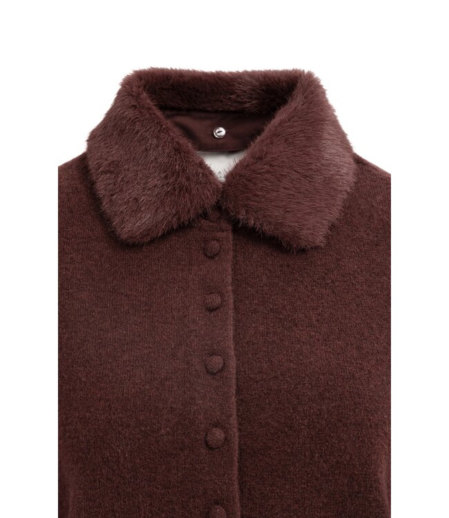 YAYA Cardigan with detachable collar - BITTER CHOCOLATE RED MELANGE
