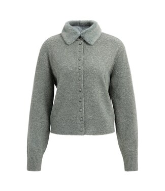 YAYA Cardigan with detachable collar - SOAP GREY MELANGE