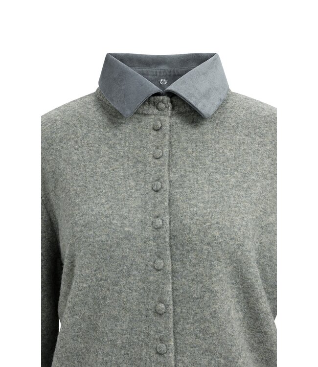 YAYA Cardigan with detachable collar - SOAP GREY MELANGE