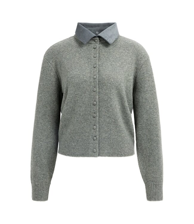 YAYA Cardigan with detachable collar - SOAP GREY MELANGE