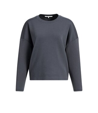 YAYA Light weight sweatshirt with balloon effect - HOLE BLACK