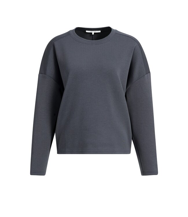 YAYA Light weight sweatshirt with balloon effect - HOLE BLACK