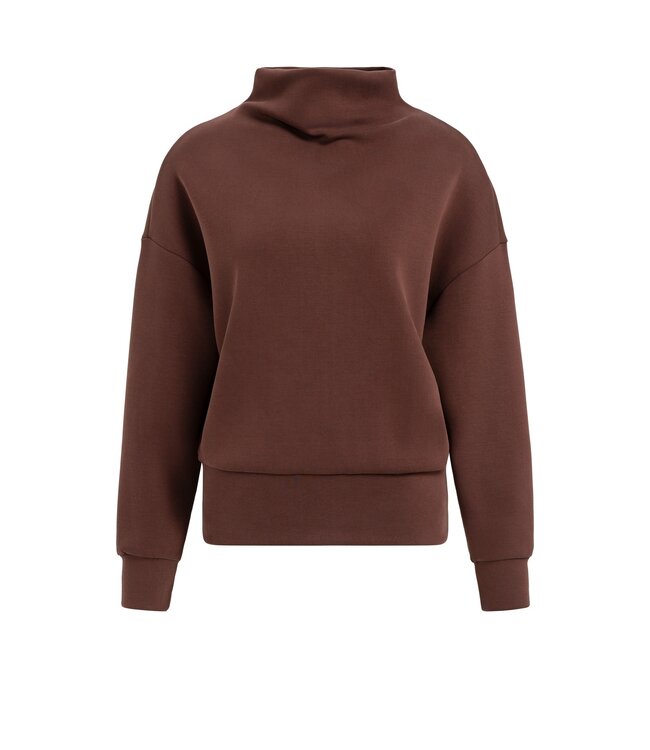 YAYA Sweatshirt with high drape neck - BITTER CHOCOLATE RED