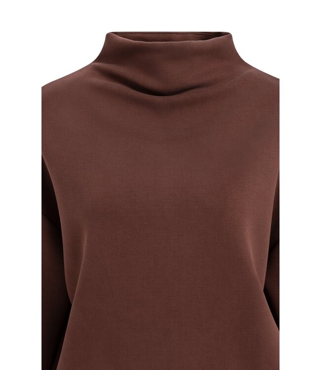 YAYA Sweatshirt with high drape neck - BITTER CHOCOLATE RED
