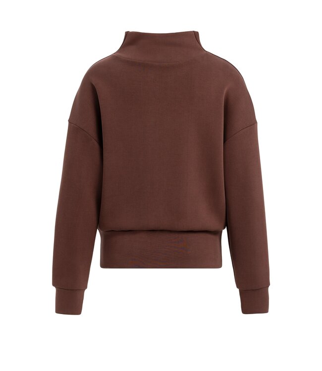 YAYA Sweatshirt with high drape neck - BITTER CHOCOLATE RED