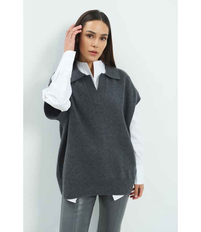 YAYA A-line blouse with high neck - PURE WHITE