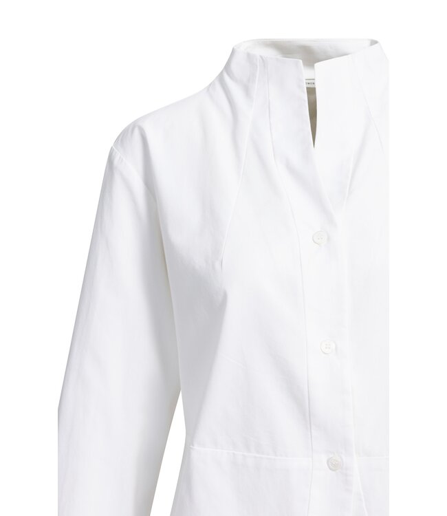 YAYA A-line blouse with high neck - PURE WHITE