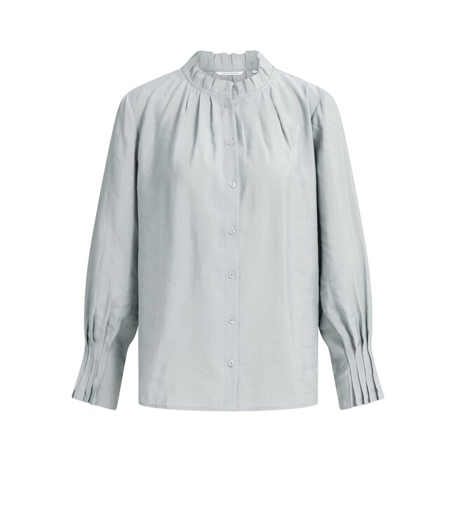 YAYA Blouse with pleated collar and cuff - ILLUSIONS GRAY