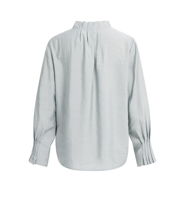 YAYA Blouse with pleated collar and cuff - ILLUSIONS GRAY