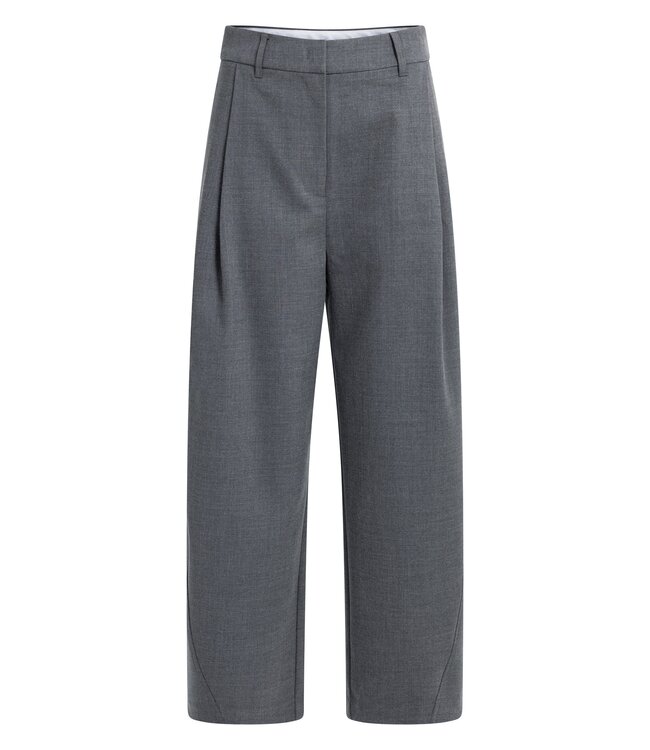 YAYA Woven barel leg trousers with pleaths - MEDIUM GREY MELANGE