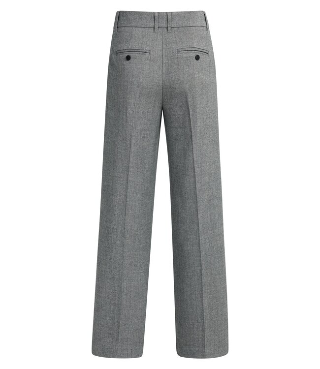 YAYA Soft woven wide leg trousers in structured melange - MEDIUM GREY MELANGE
