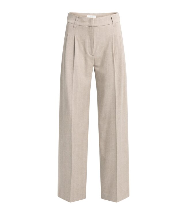 YAYA Soft woven wide leg trousers in structured melange - BEIGE MELANGE