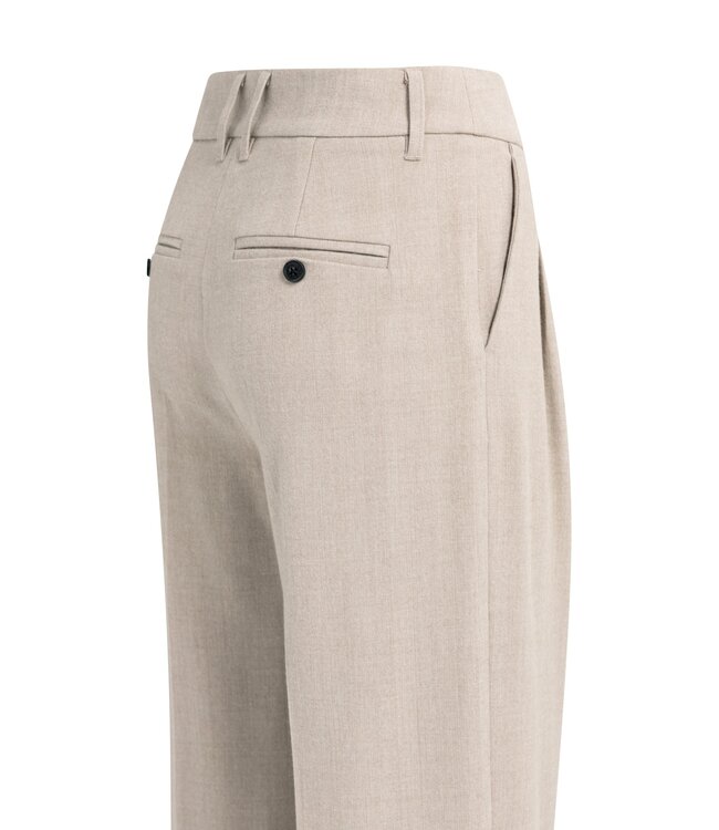 YAYA Soft woven wide leg trousers in structured melange - BEIGE MELANGE