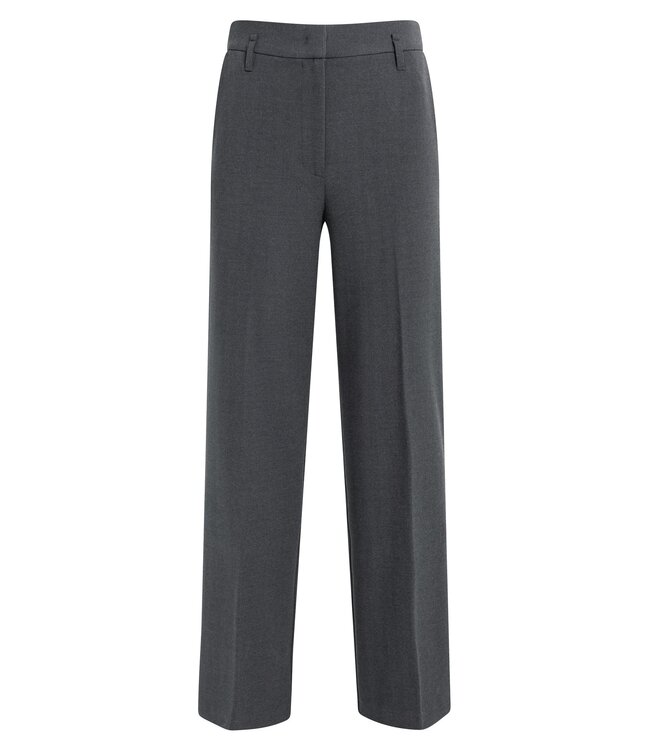 YAYA Woven structured straight leg tailored trousers - HOLE BLACK MELANGE