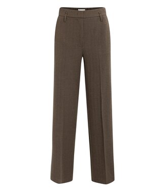YAYA Woven structured straight leg tailored trousers - COCOA BROWN MELANGE